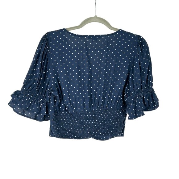 American Eagle Polka Dot Short Sleeve Button Front Cropped Top (Sample Piece) - Picture 2 of 4